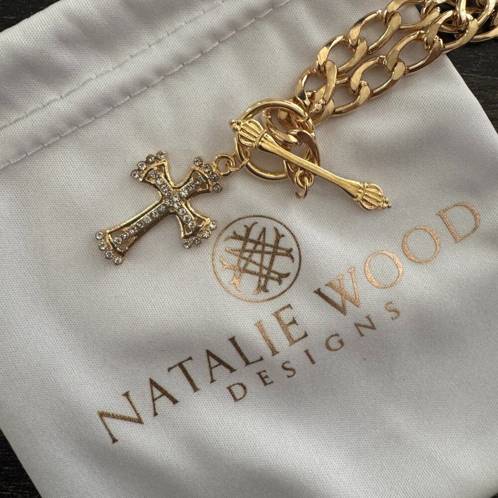 Natalie Wood Designs Gold Chain Cross Pendant Necklace | New